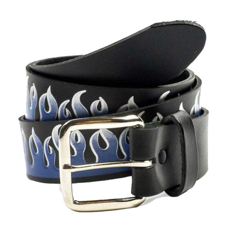 Blue Flame Leather Belt